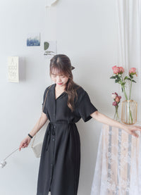 [ 限時重開訂購🕣 ] Casual Elegant 防皺舒適棉質軟領口恤衫連身裙, Dress/ DS9609