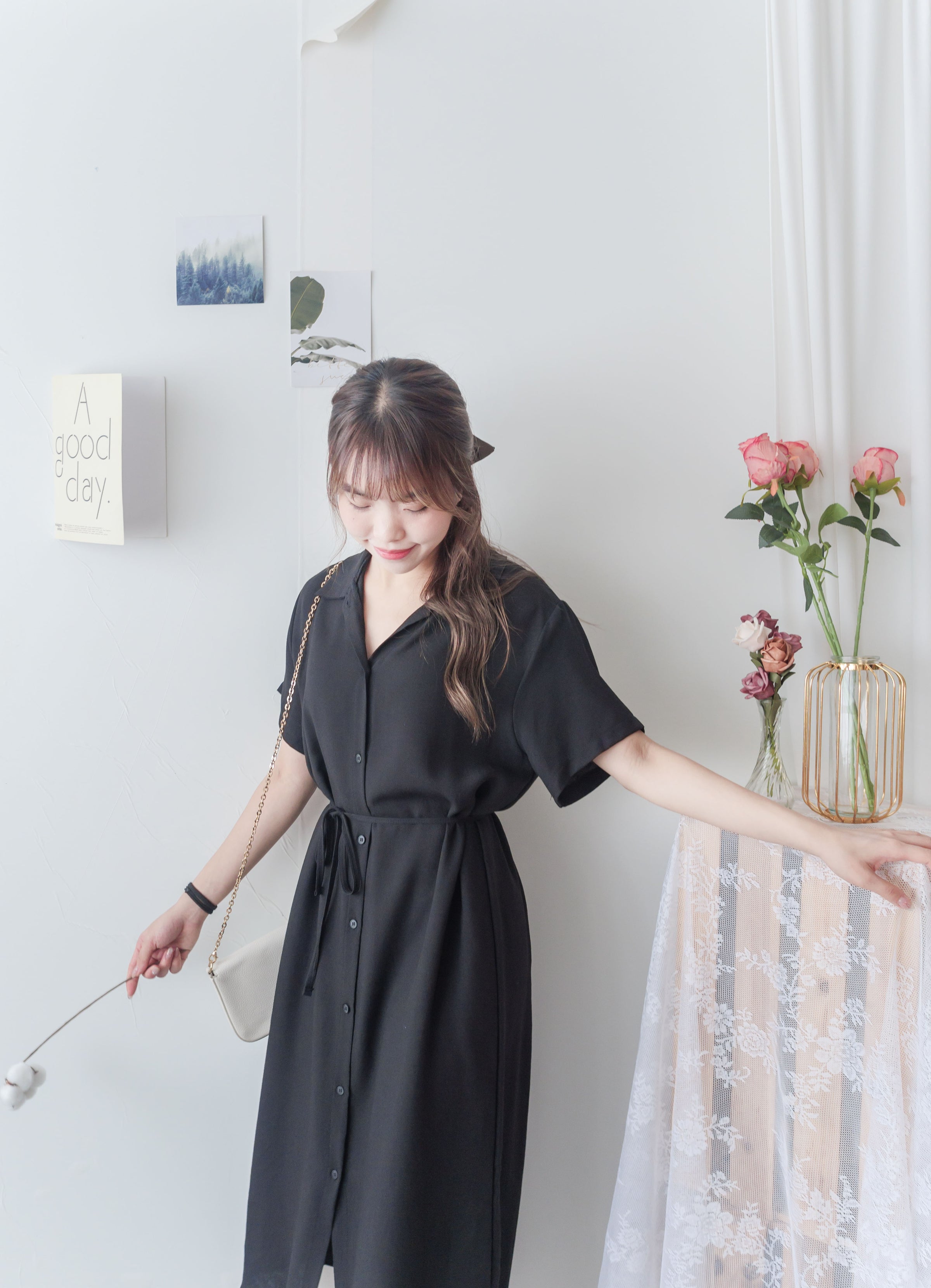 [ 限時重開訂購🕣 ] Casual Elegant 防皺舒適棉質軟領口恤衫連身裙, Dress/ DS9609