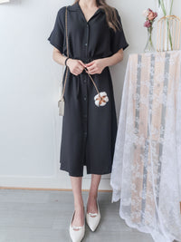 [ 限時重開訂購🕣 ] Casual Elegant 防皺舒適棉質軟領口恤衫連身裙, Dress/ DS9609