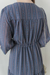 Misty Blue Chiffon Dress 霧藍民族印花束腰飄逸裙擺連身裙/ DS9989 (pre-order 10月9截單)