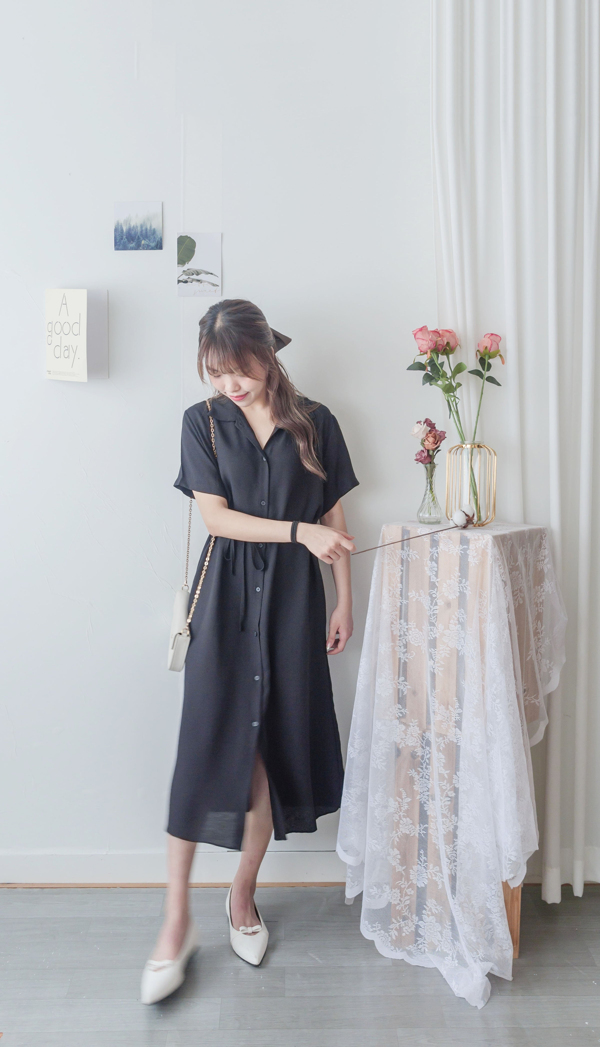 [ 限時重開訂購🕣 ] Casual Elegant 防皺舒適棉質軟領口恤衫連身裙, Dress/ DS9609