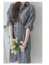 Shirt Stripe Dress 寬鬆微修身感直條紋恤衫裙 （可當外套) / DS1000