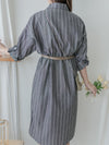 Shirt Stripe Dress 寬鬆微修身感直條紋恤衫裙 （可當外套) / DS1000