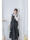 Vest Dress 平口側綁繩修腰腰下車褶背心裙/ DS9998