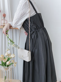 Vest Dress 平口側綁繩修腰腰下車褶背心裙/ DS9998
