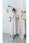 Beige Ribbon, Dress 粉杏蝴蝶印花寬鬆日常弧腰線長裙/ DS9596