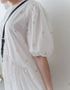 Beige Ribbon, Dress 粉杏蝴蝶印花寬鬆日常弧腰線長裙/ DS9596