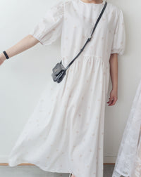 Beige Ribbon, Dress 粉杏蝴蝶印花寬鬆日常弧腰線長裙/ DS9596