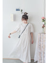 Beige Ribbon, Dress 粉杏蝴蝶印花寬鬆日常弧腰線長裙/ DS9596