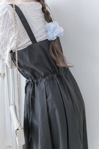 Vest Dress 平口側綁繩修腰腰下車褶背心裙/ DS9998