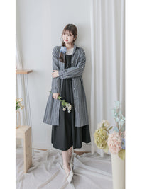 Shirt Stripe Dress 寬鬆微修身感直條紋恤衫裙 （可當外套) / DS1000