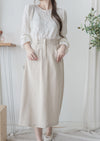 （BEST Intent made 獨家款）Border Skirt 舒適細線花紋鈕扣百搭長裙/ SK3001