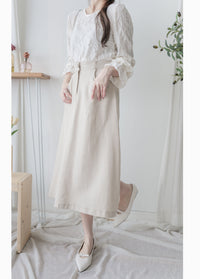 （BEST Intent made 獨家款）Border Skirt 舒適細線花紋鈕扣百搭長裙/ SK3001