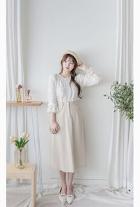（BEST Intent made 獨家款）Border Skirt 舒適細線花紋鈕扣百搭長裙/ SK3001