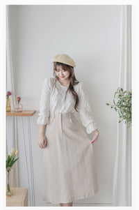（BEST Intent made 獨家款）Border Skirt 舒適細線花紋鈕扣百搭長裙/ SK3001