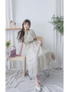 Ruffle Collar Rhombus Dress 花邊領口菱格紋雪紡連身裙/ DS9994