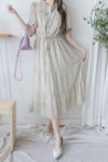 Ruffle Collar Rhombus Dress 花邊領口菱格紋雪紡連身裙/ DS9994