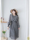 Ruffle Dress 雪紡全裡布皺紋細褶手袖修腰連身裙/ DS9990 (pre-order 10月9截單)