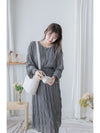 Ruffle Dress 雪紡全裡布皺紋細褶手袖修腰連身裙/ DS9990 (pre-order 10月9截單)