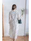 Lavender Daisy Dress 紫藍線條花顯腿長弧腰身口袋連身裙/ DS9997 (pre-order 10月9截單)