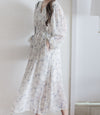 Lavender Daisy Dress 紫藍線條花顯腿長弧腰身口袋連身裙/ DS9997 (pre-order 10月9截單)