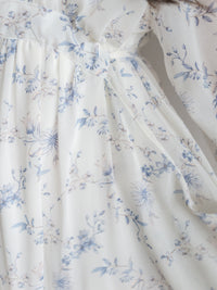 Lavender Daisy Dress 紫藍線條花顯腿長弧腰身口袋連身裙/ DS9997 (pre-order 10月9截單)