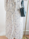 Lavender Daisy Dress 紫藍線條花顯腿長弧腰身口袋連身裙/ DS9997 (pre-order 10月9截單)
