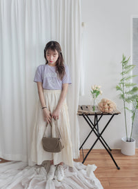 Ribbon 全橡筋腰浪漫傘形蝴蝶裝飾半裙, Skirt/ SK8838 (white soldout)