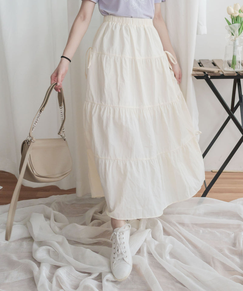 Ribbon 全橡筋腰浪漫傘形蝴蝶裝飾半裙, Skirt/ SK8838 (white soldout)