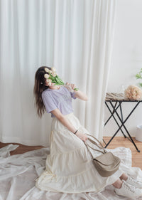 Ribbon 全橡筋腰浪漫傘形蝴蝶裝飾半裙, Skirt/ SK8838 (white soldout)