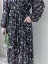 Lavender Daisy Dress 紫藍線條花顯腿長弧腰身口袋連身裙/ DS9997 (pre-order 10月9截單)