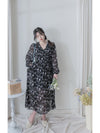 Lavender Daisy Dress 紫藍線條花顯腿長弧腰身口袋連身裙/ DS9997 (pre-order 10月9截單)