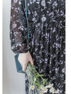 Lavender Daisy Dress 紫藍線條花顯腿長弧腰身口袋連身裙/ DS9997 (pre-order 10月9截單)