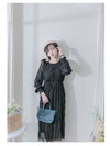 Ruffle Dress 雪紡全裡布皺紋細褶手袖修腰連身裙/ DS9990 (pre-order 10月9截單)