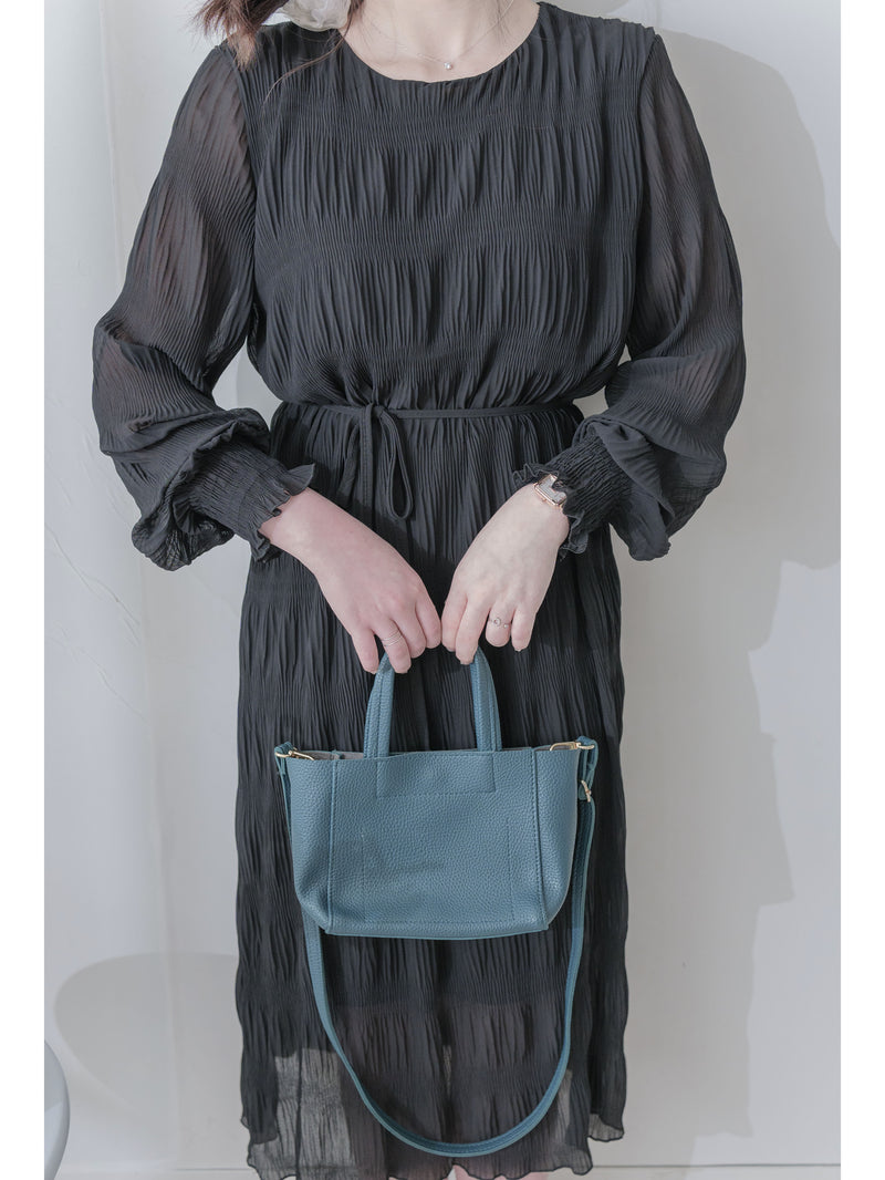 Ruffle Dress 雪紡全裡布皺紋細褶手袖修腰連身裙/ DS9990 (pre-order 10月9截單)