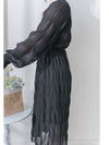 Ruffle Dress 雪紡全裡布皺紋細褶手袖修腰連身裙/ DS9990 (pre-order 10月9截單)