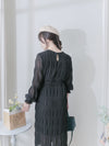 Ruffle Dress 雪紡全裡布皺紋細褶手袖修腰連身裙/ DS9990 (pre-order 10月9截單)