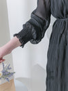 Ruffle Dress 雪紡全裡布皺紋細褶手袖修腰連身裙/ DS9990 (pre-order 10月9截單)