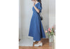 (後綁帶秒變高腰) Denim 牛仔色束高腰腰下車褶連身裙, Dress/ DS9634