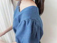 (後綁帶秒變高腰) Denim 牛仔色束高腰腰下車褶連身裙, Dress/ DS9634