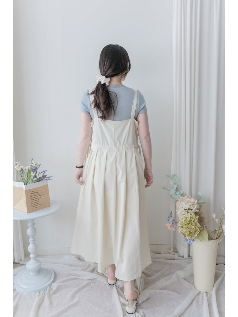 Vest Dress 平口側綁繩修腰腰下車褶背心裙/ DS9998