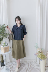 Navy Collar Blouse 特色領口設計感手袖上衣/ BU9120