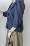 Navy Collar Blouse 特色領口設計感手袖上衣/ BU9120