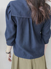 Navy Collar Blouse 特色領口設計感手袖上衣/ BU9120