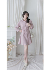 Shirt Dress 修飾線條剪裁修腰A形連身裙/ DS1003