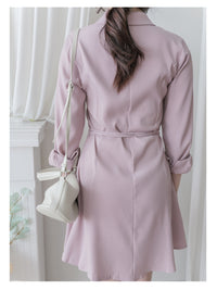 Shirt Dress 修飾線條剪裁修腰A形連身裙/ DS1003