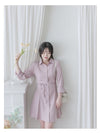 Shirt Dress 修飾線條剪裁修腰A形連身裙/ DS1003