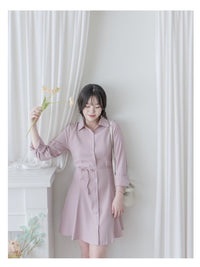 Shirt Dress 修飾線條剪裁修腰A形連身裙/ DS1003