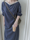 Navy Stripe Dress 法式橫條紋大空間直裙連身裙/ DS1004