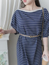 Navy Stripe Dress 法式橫條紋大空間直裙連身裙/ DS1004
